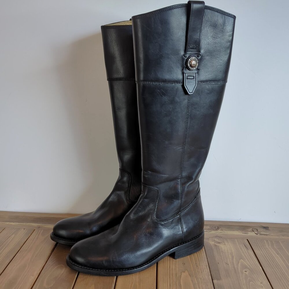 Frye Black Leather Knee-High Boots
